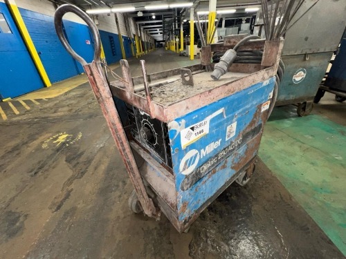 Miller Dialarc 250 AC/DC Arc Welder Serial KE713349 Stock No. 901564 on Casters with Leads and Electrodes