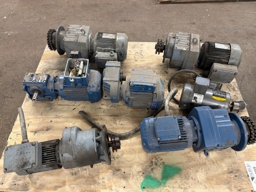 Pallet of SEW-Eurodrive RF67 DRN90S4, Helical & A-Series Gearmotors w/ Industrial Motors & Baldor-Reliance Motor
