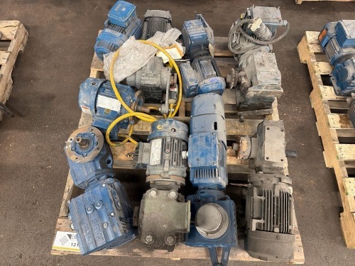 Pallet of SEW-EURODRIVE gearmotors, & Siemens electric motors, & Gear Reducers, & Demag rotor brake motor