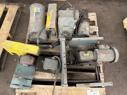 Pallet of Reliance Electric industrial motor, & Baldor Industrial Motors, & Dayton industrial electric motor.