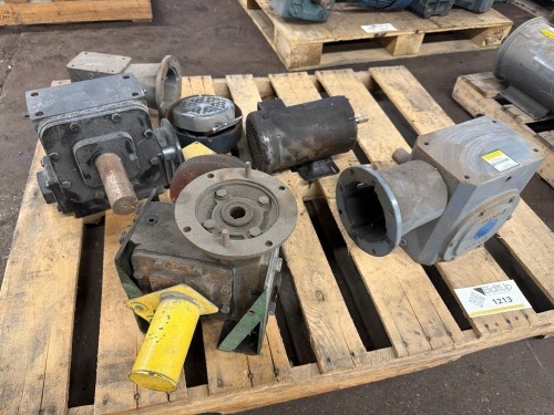 Pallet of Gear Reducers, & 3-phase electric motor