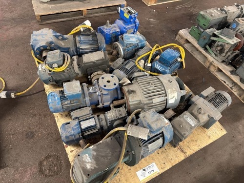 Pallet of Industrial Electric Motors, Gearmotors & Speed Reducers &ndash; Siemens, SEW-Eurodrive, Demag, Reliance, Dodge, Winsmith