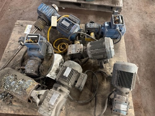Pallet of SEW-EURODRIVE Helical-Worm Gearmotors & Industrial 3-Phase Motors &ndash; Multiple Units, 1.5&ndash;2 HP, Gear Reducers Included