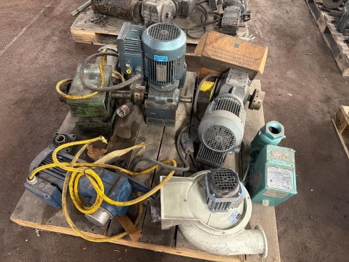 Pallet of Motors, Gearmotors, Shut-Off Valve & Centrifugal Fan (SEW, ABB, Siemens, Reliance, Bodine, Eclipse)