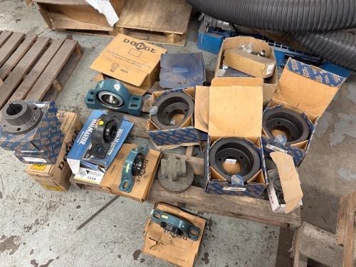 Pallet of Industrial Bearings, Sheaves & QD Bushings (Sealmaster, Dodge, Martin)
