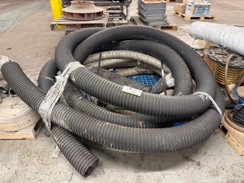 Pallet of heavy-duty, flexible corrugated HDPE (High-Density Polyethylene) pipe