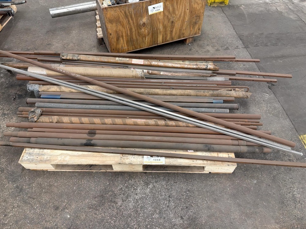Pallet of steel pipes, tubes, and rods