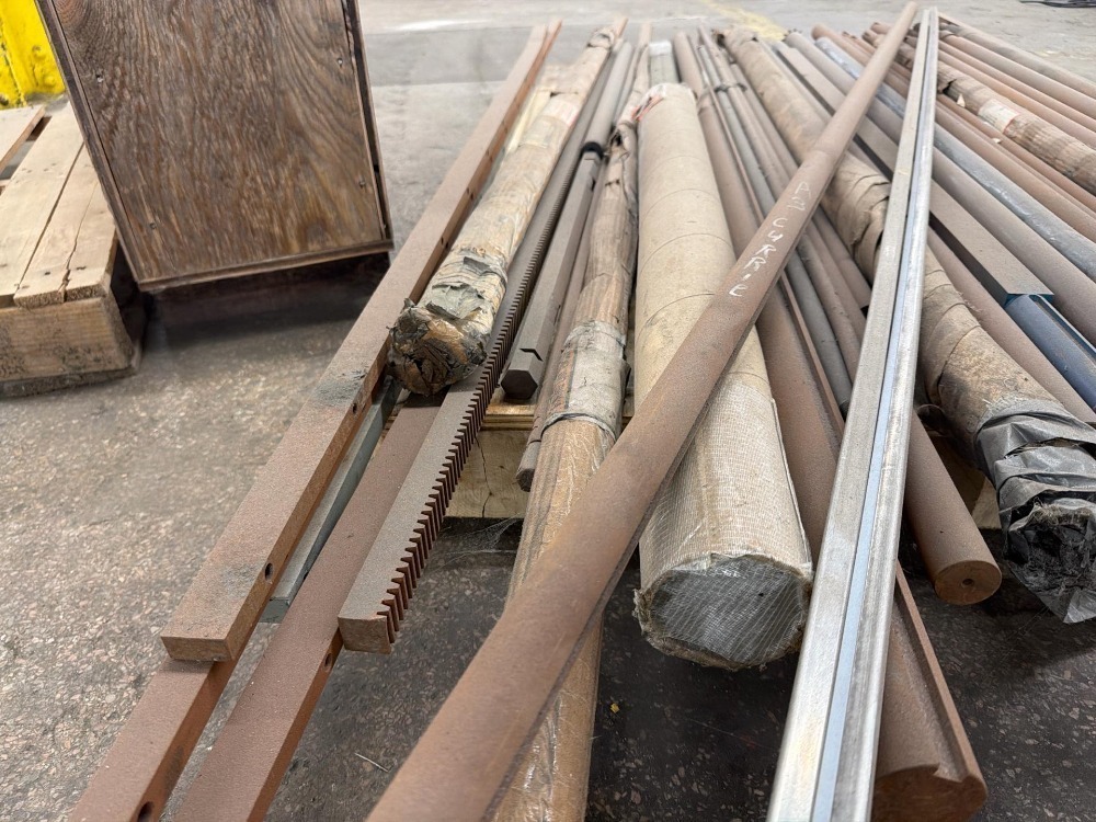 Pallet of steel pipes, tubes, and rods