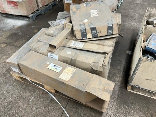 Mixed Lot Industrial Components Including Brush Rollers, V-Belts, Pneumatic Cylinder, Rubber Rings, and Filter Bags