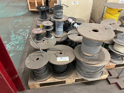 Pallet of Assorted Electrical Wire Spools &ndash; Mixed Industrial Cable, Control Wire & Small Gauge Wire Lot