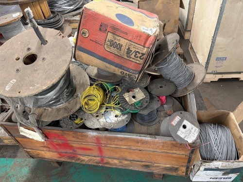 Assortment of various spools of electrical wiring and cables