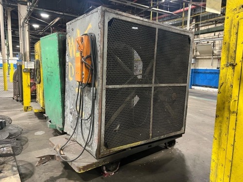 Industrial Enclosed Blower Fan Unit w/ Baldor Reliance Motor, 3 Phase, Belt Driven, on Casters, Mobile Ventilation System