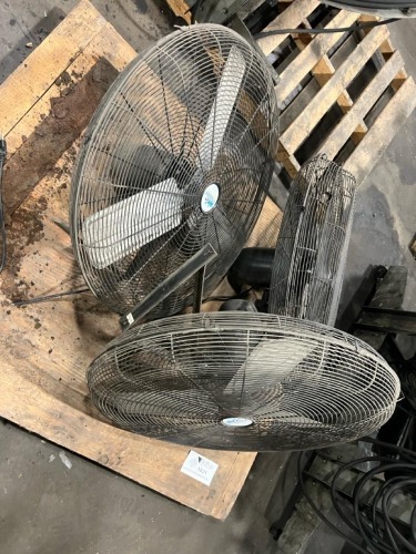(3) Air Master Industrial Wall Mount Fans, Bracket-Mounted Air Circulators