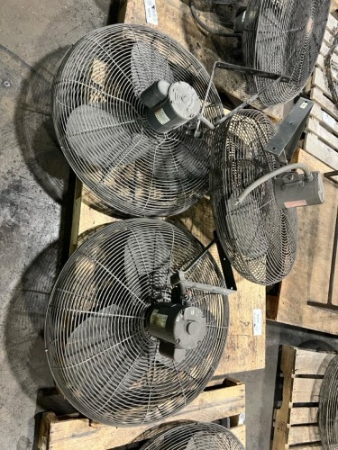 (3) Dayton Industrial Wall Mount Fans Including Model 4M197G, Bracket-Mounted Air Circulators