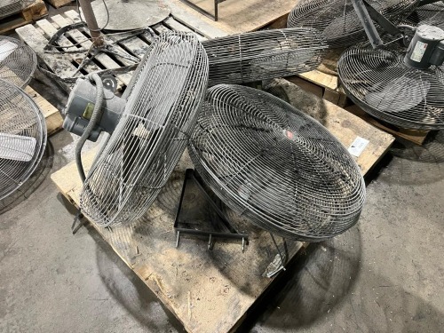 (3) Industrial Floor Fans Including Dayton Model 6C539B, 30&rdquo; Air Circulators, Heavy Duty Shop Fans