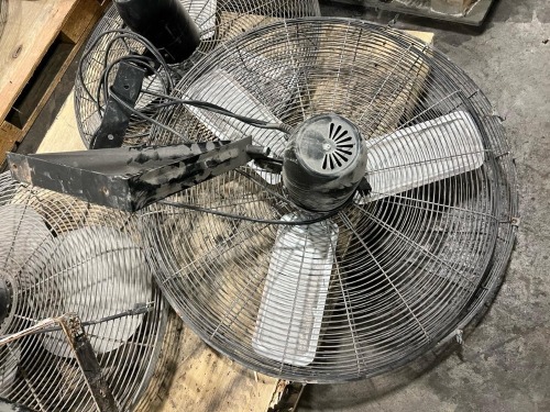 (3) Industrial Wall Mount Fans Including Dayton Model 3M505J, Bracket-Mounted Air Circulators