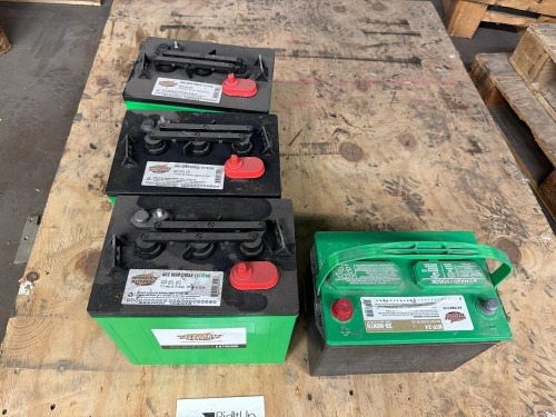 (3) Interstate Batteries GC2 Deep Cycle Extreme golf cart batteries, & (1) Interstate Batteries MTP-24 automotive battery