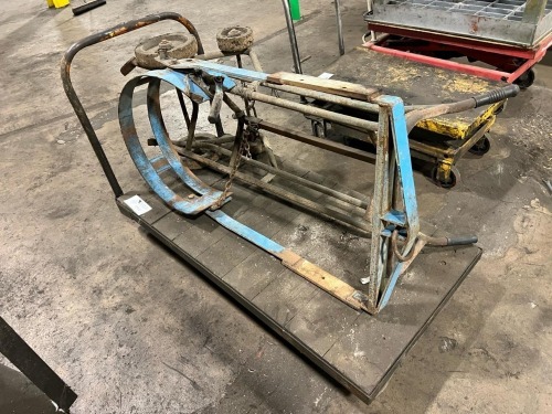 Industrial Platform Cart with Drum Handling Attachment on Casters