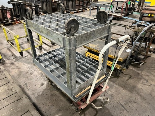 Hydraulic Scissor Lift Table Cart with Plastic Tray Cart on Casters