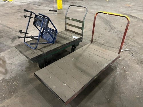 (2) Industrial Platform Carts & Rolling Step Stool on Casters