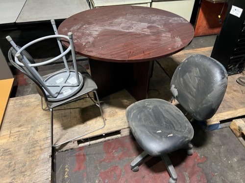 Round Office Table with Chair and Standing Stool