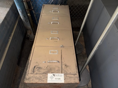 Filing cabinet, & (2) coat racks
