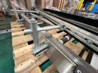 (2) Chain Driven Roller Conveyor Transfers with Guide Rails and Sprocket Drive Assemblies - 12