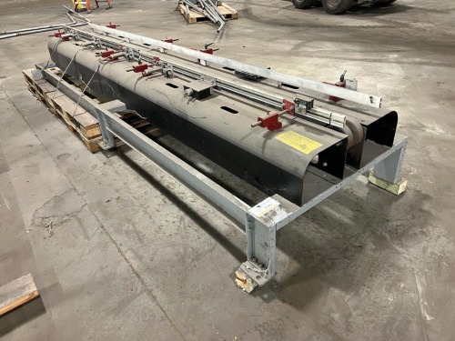 Bottle Conveyor Section with Dual Belt Transfer, Adjustable Guide Rails, and Sensor Mounts