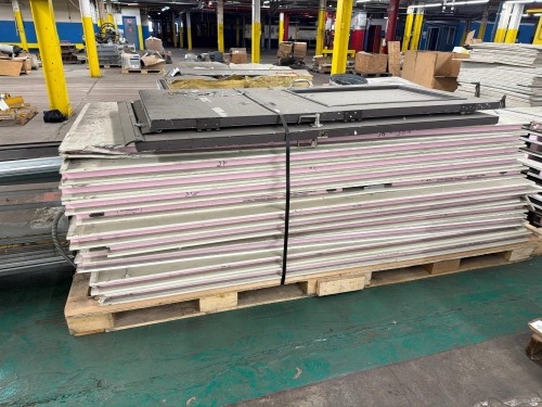Pallet of modular composite building panels with two doors