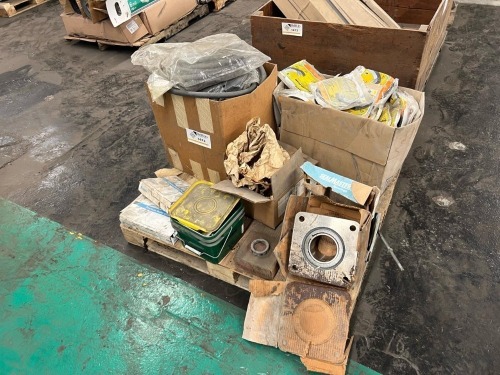 Pallet of Assorted Industrial Machine Parts, Bearings, Roller Chains