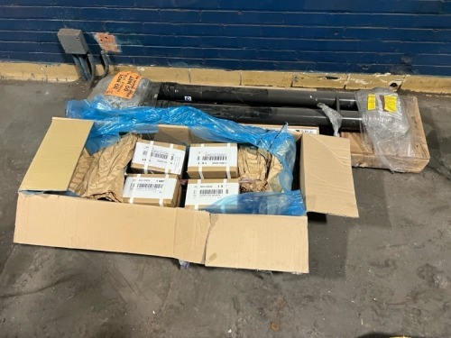 Industrial Machinery Parts Lot with Copper Rod Assemblies and Dual Drive Shaft Components