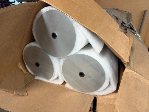 Pallet of large fabric rolls