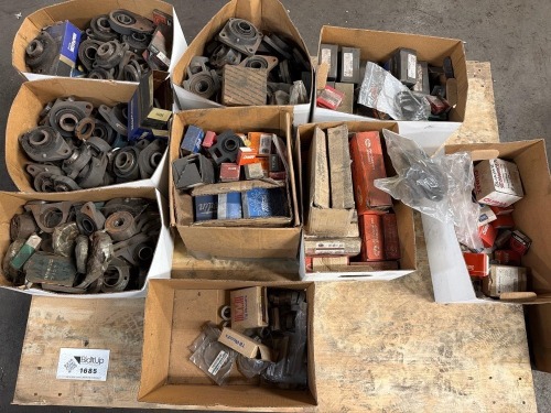 Pallet of assorted Line mounted bearings, & sprockets