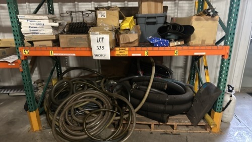 Lot Asst&rsquo;D Hoses, Chain For Lines, Valves, Plus Asst&rsquo;D Metal On Top Of Rack