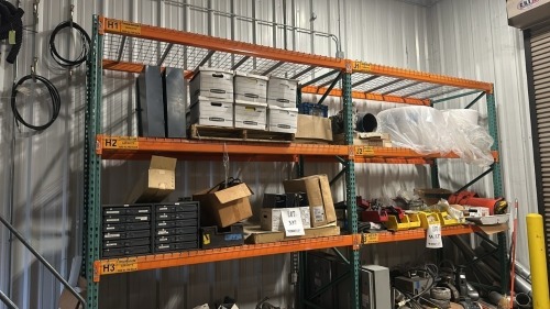 Lot (9) Sec. Pallet Racking, Uprights 10&rdquo; Height X 42&rdquo; Width X 3&rdquo; X 3&rdquo;, With (60) Beams And (62) Wire Decking, (Delay Pickup)