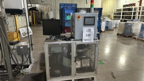 TEST STATION WITH KEYENCE CA-DRM20X MULTI-SPECTRAL LIGHTING, KEYENCE IV-500MA VISION SENSOR CAMERA AND CENTRAL FEEDING STATION TYPE 30
