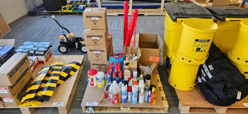Lot of Assorted Cleaning Supplies / Industrial Wipes / Safety Signs