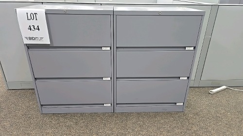 (2) Sections of 30"x18"x42 3 Drawer Lateral Filling Cabinets