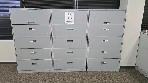 (3) Sections of 36"x18"x66" 5 Drawer Lateral Filling Cabinets