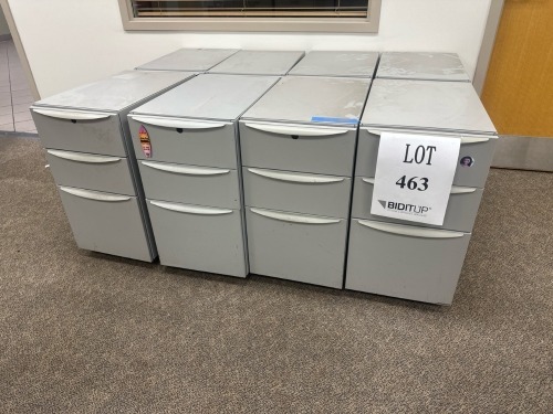 Lot (8) Haworth Mobile 3- Drawer Pedestal Files
