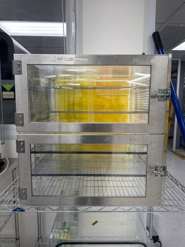 Terra Universal 3950-39 Adjust-A-Shelf Desiccator Cabinet, Acrylic, Stainless Frame, 3 Shelves, CE