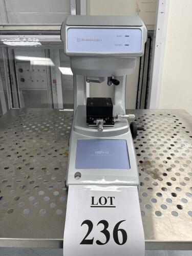 Shimadzu HMV-G21S Micro Vickers Hardness Tester, 9.807 mN to 19.61 N Load Range, 40X/0.65 & 20X/0.40 Objectives