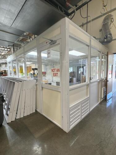 Modular Approximate Dimensions 25' x 12' x 7' Cleanroom/Office Enclosure, Aluminum Frame, 2 Doors, Lighting, Vented Panels