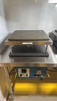 (2) Gwensco Laboratory Heated Platen Presses with Digital Control, 16"x16" Platens, Custom Hood and Stainless Steel Table Included - 2