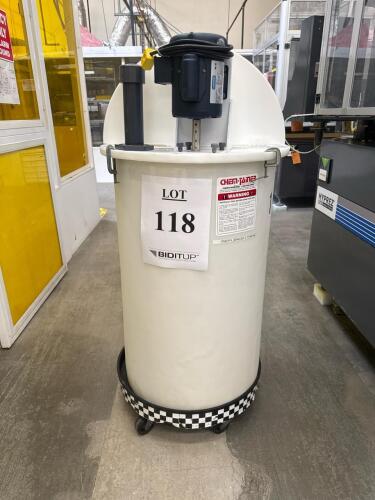 Chem-Tainer 100 Gal Mixing Tank System with Leeson 1/3 HP Mixer & Electromagnetic Dosing Pump