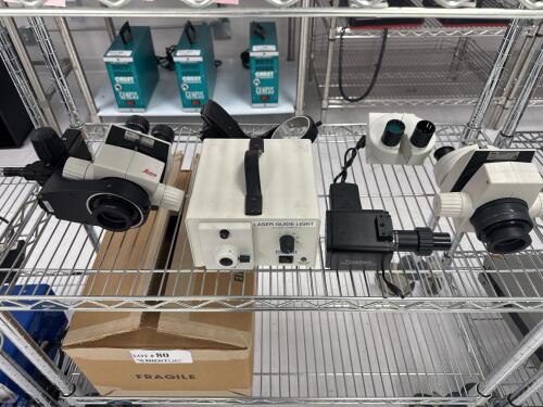 Leica MTU261 microscope inspection system with binocular head, ToupCam 4K camera, DCR III laser guide light & accessories