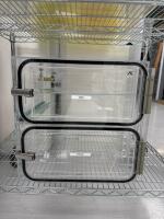 Acrylic Desiccator Cabinet with Dual Chambers, Wire Shelves, and Internal Electrical Outlets