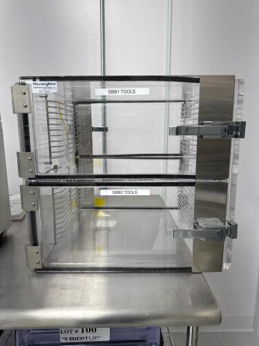 MicronAire Double Chamber Acrylic Cleanroom Desiccator Cabinet, 20"x16"x20", 4 Wire Shelves