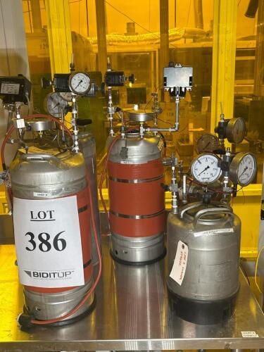 Stainless Steel Chem Dispense Vessels with Gauges & Heaters, Swagelok Valves, Mixed Sizes,