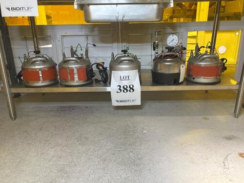Set of 5 Stainless Steel Laboratory Pressure Vessels with Electric Heating Bands